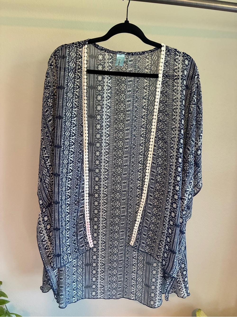M. Fasis Black & White Boho Kimono Cardigan – Women’s Large